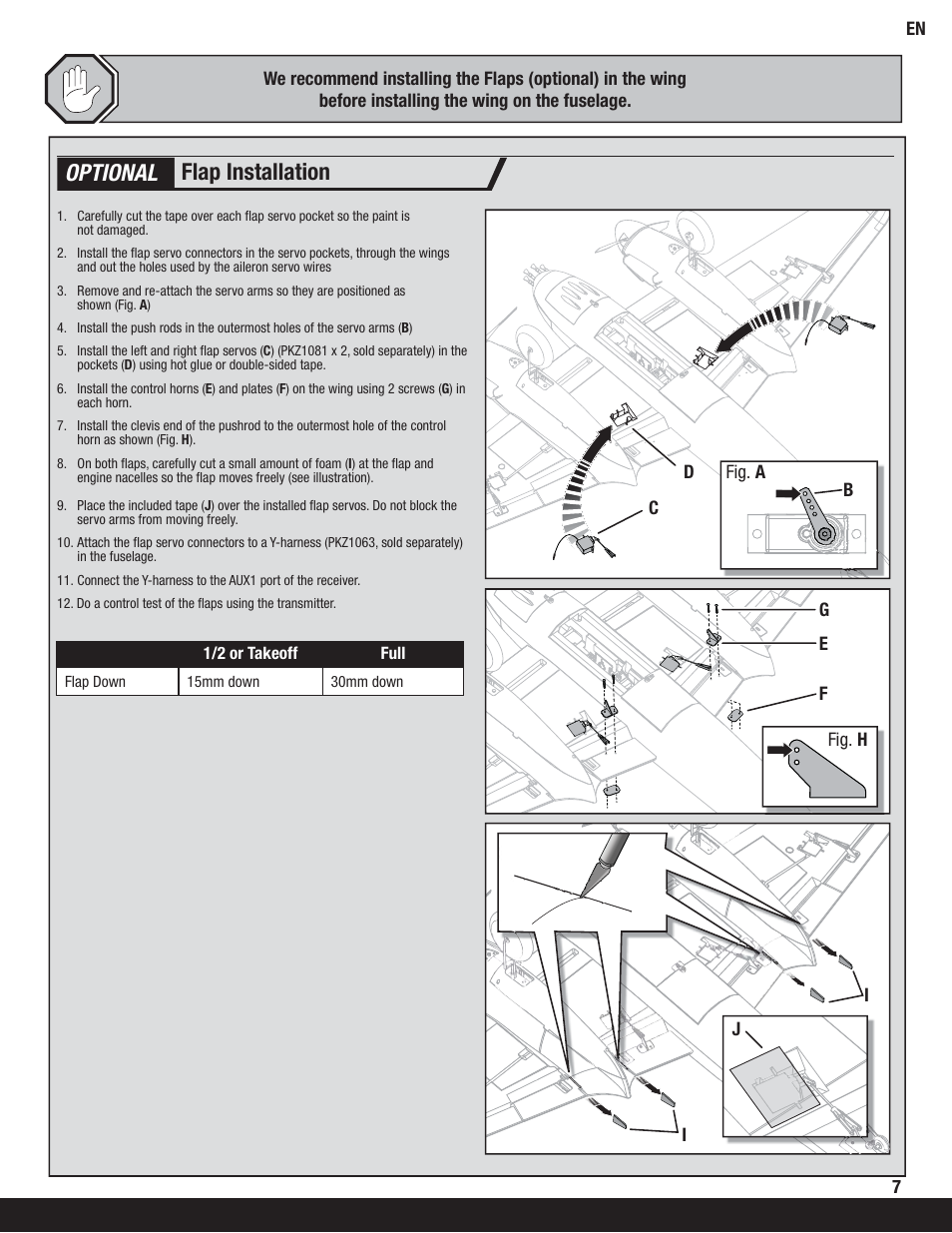 Flap installation optional | ParkZone PKZ6375 User Manual | Page 7 / 19