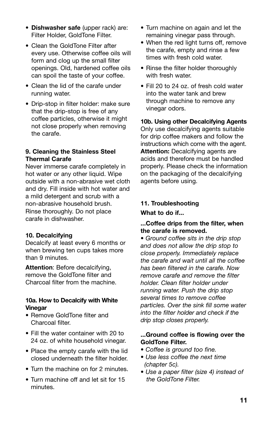 Capresso MT600 PLUS 485 User Manual | Page 11 / 12