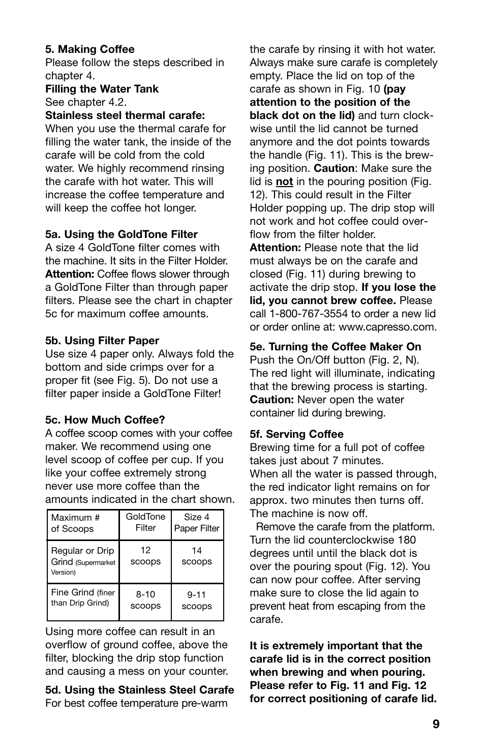 Capresso MT600 PLUS 485 User Manual | Page 9 / 12