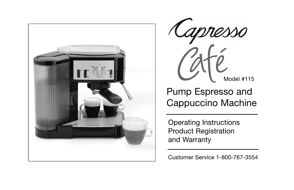 Capresso Cafe 115 User Manual | 17 pages