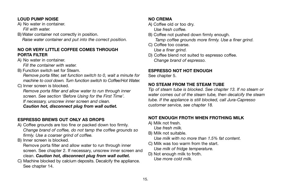 Capresso Cafe 115 User Manual | Page 14 / 17