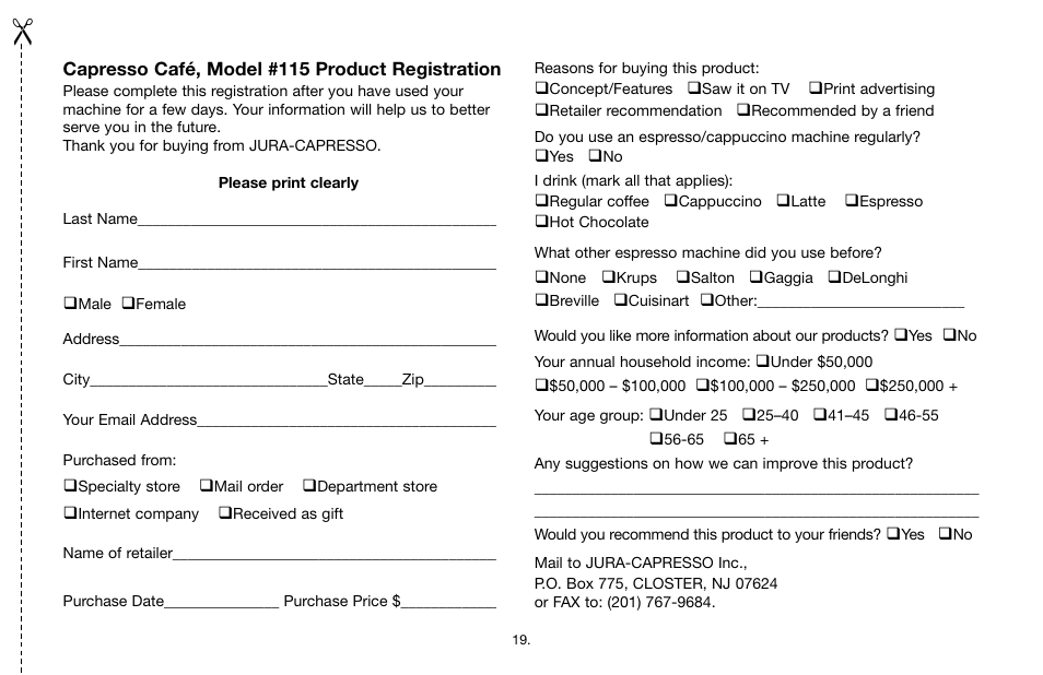 Capresso Cafe 115 User Manual | Page 17 / 17