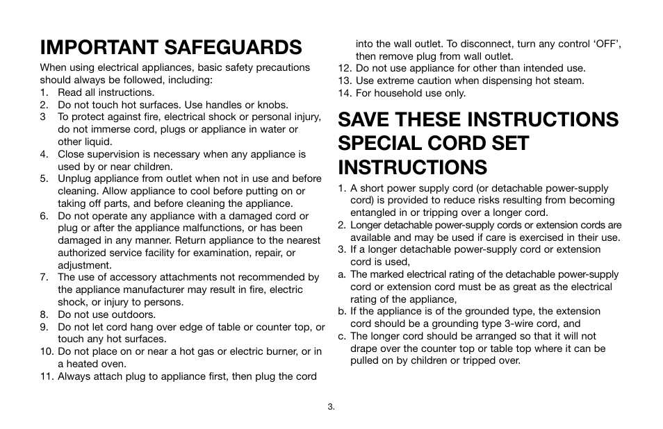 Important safeguards | Capresso Cafe 115 User Manual | Page 2 / 17
