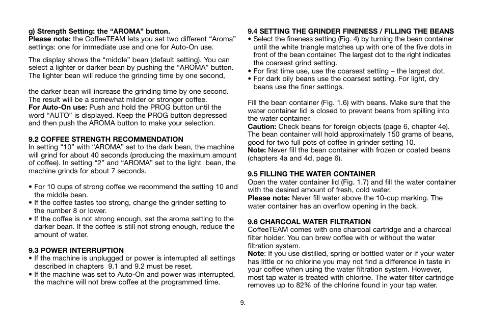 Capresso CoffeeTEAM GS 464 User Manual | Page 9 / 15