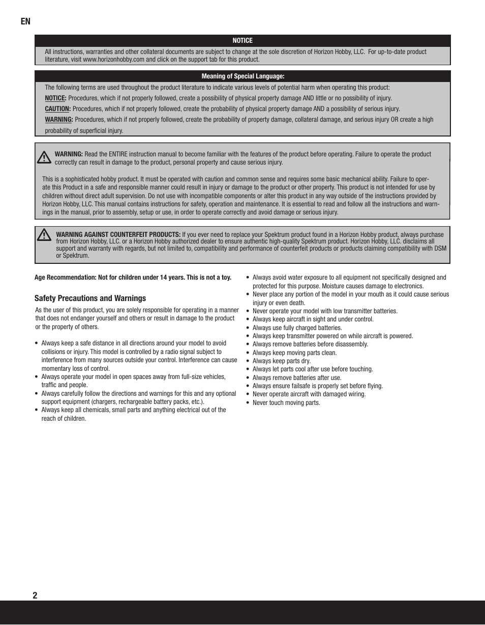 ParkZone PKZ8050 User Manual | Page 2 / 19