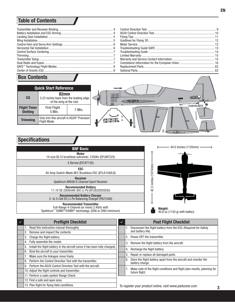 ParkZone PKZ8050 User Manual | Page 3 / 19