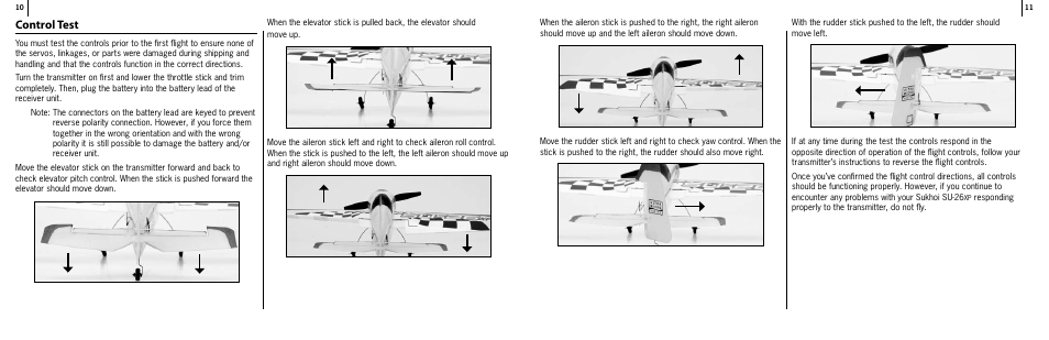 Control test | ParkZone PKZU1080 User Manual | Page 6 / 12