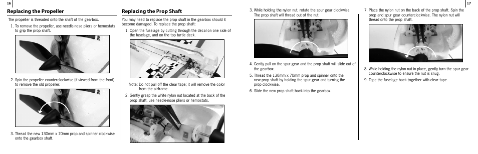 Replacing the propeller, Replacing the prop shaft | ParkZone PKZU1080 User Manual | Page 9 / 12