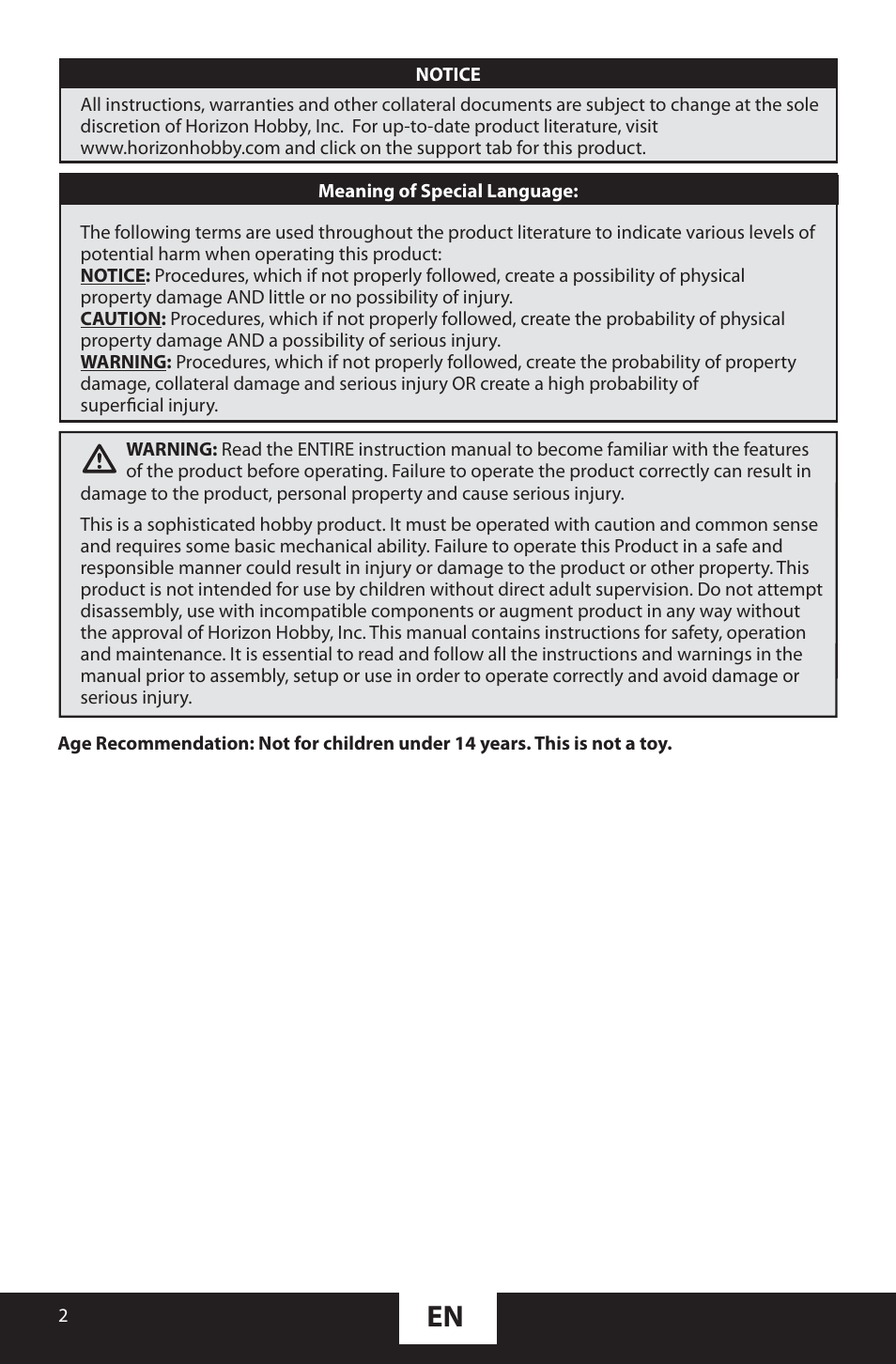 ParkZone PKZU1480 User Manual | Page 2 / 18