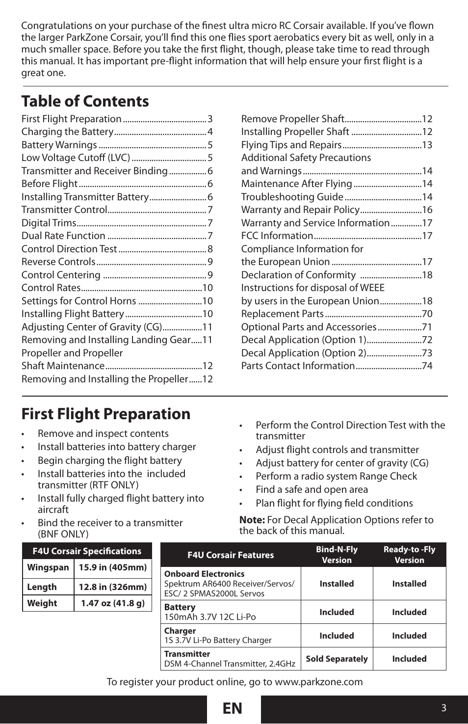 ParkZone PKZU1680 User Manual | Page 3 / 25