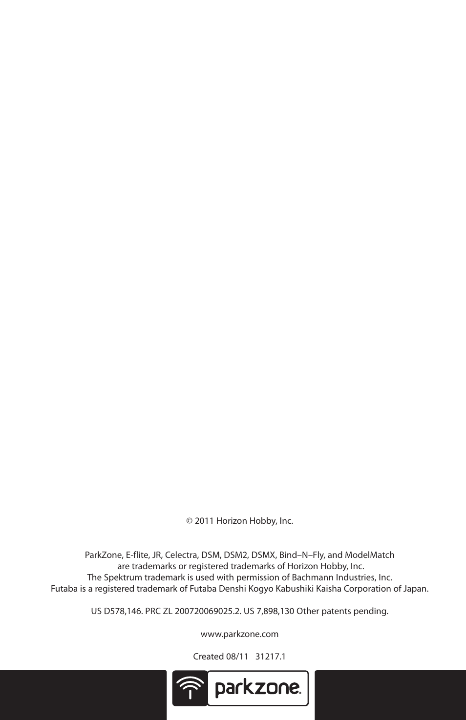 ParkZone PKZU2280 User Manual | Page 21 / 21