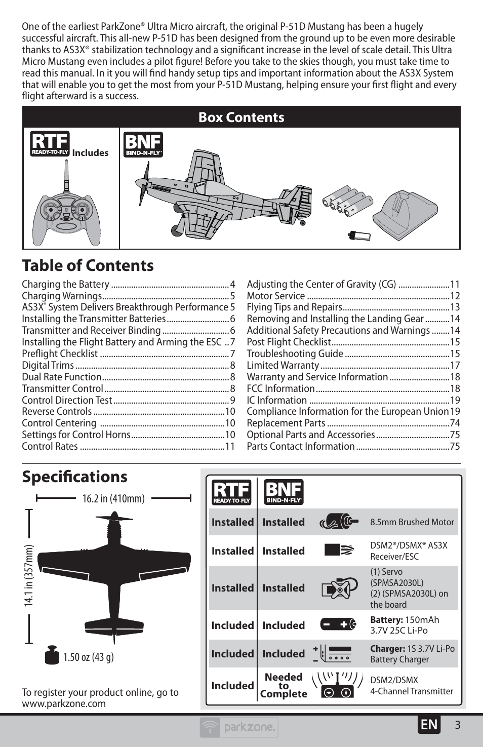 ParkZone PKZU2480 User Manual | Page 3 / 22