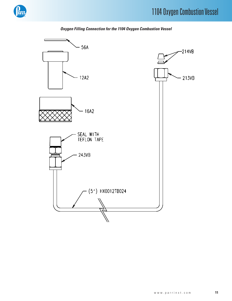 1104 oxygen combustion vessel | Parr Instrument 1104 User Manual | Page 11 / 12