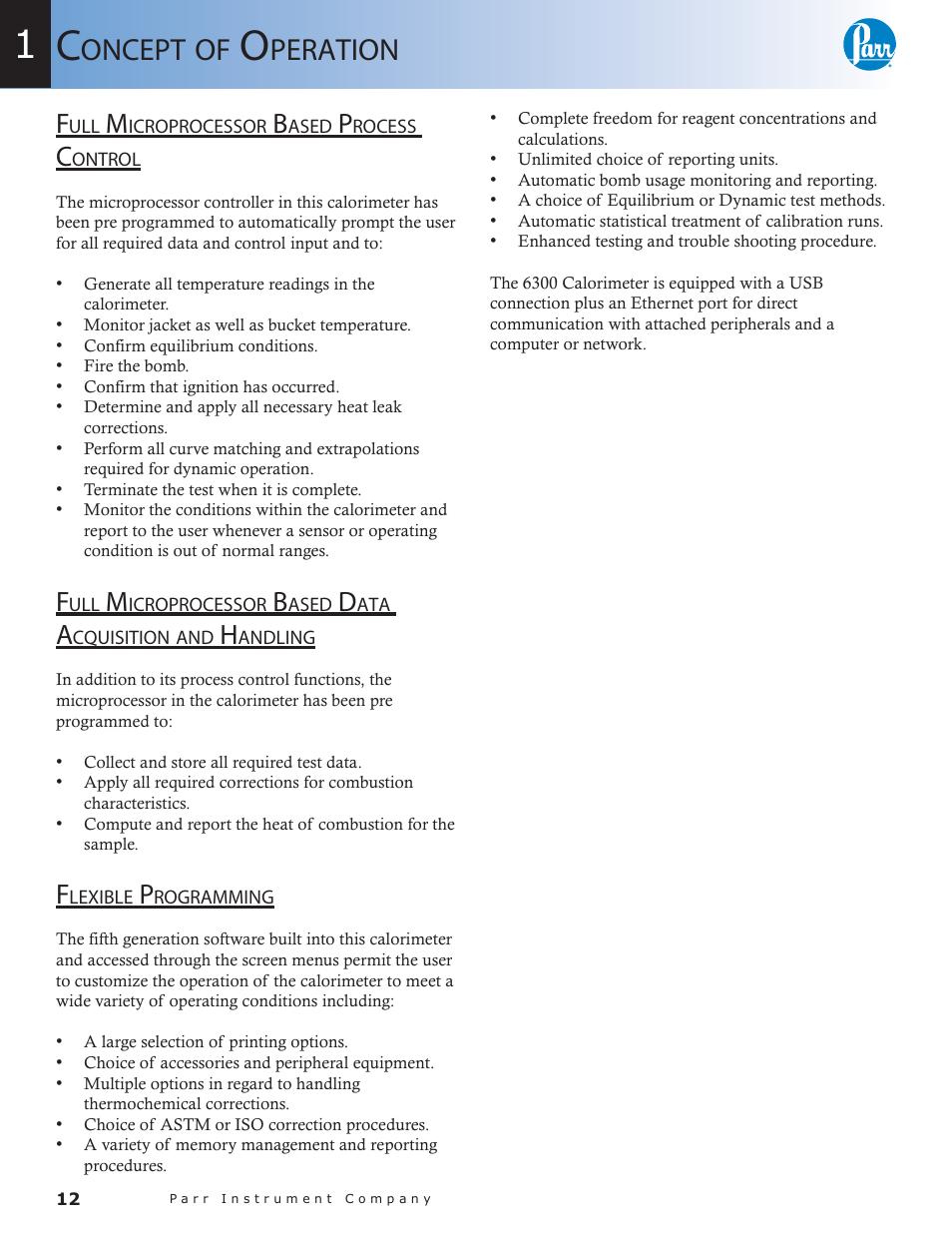 Oncept, Peration | Parr Instrument 6300 User Manual | Page 12 / 130