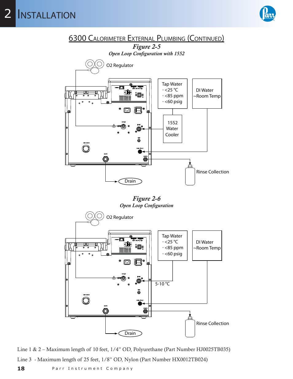 Figure 2-5, Open loop configuration with 1552 — 18, Figure 2-6 | Open loop configuration — 18, Nstallation, 6300 c | Parr Instrument 6300 User Manual | Page 18 / 130