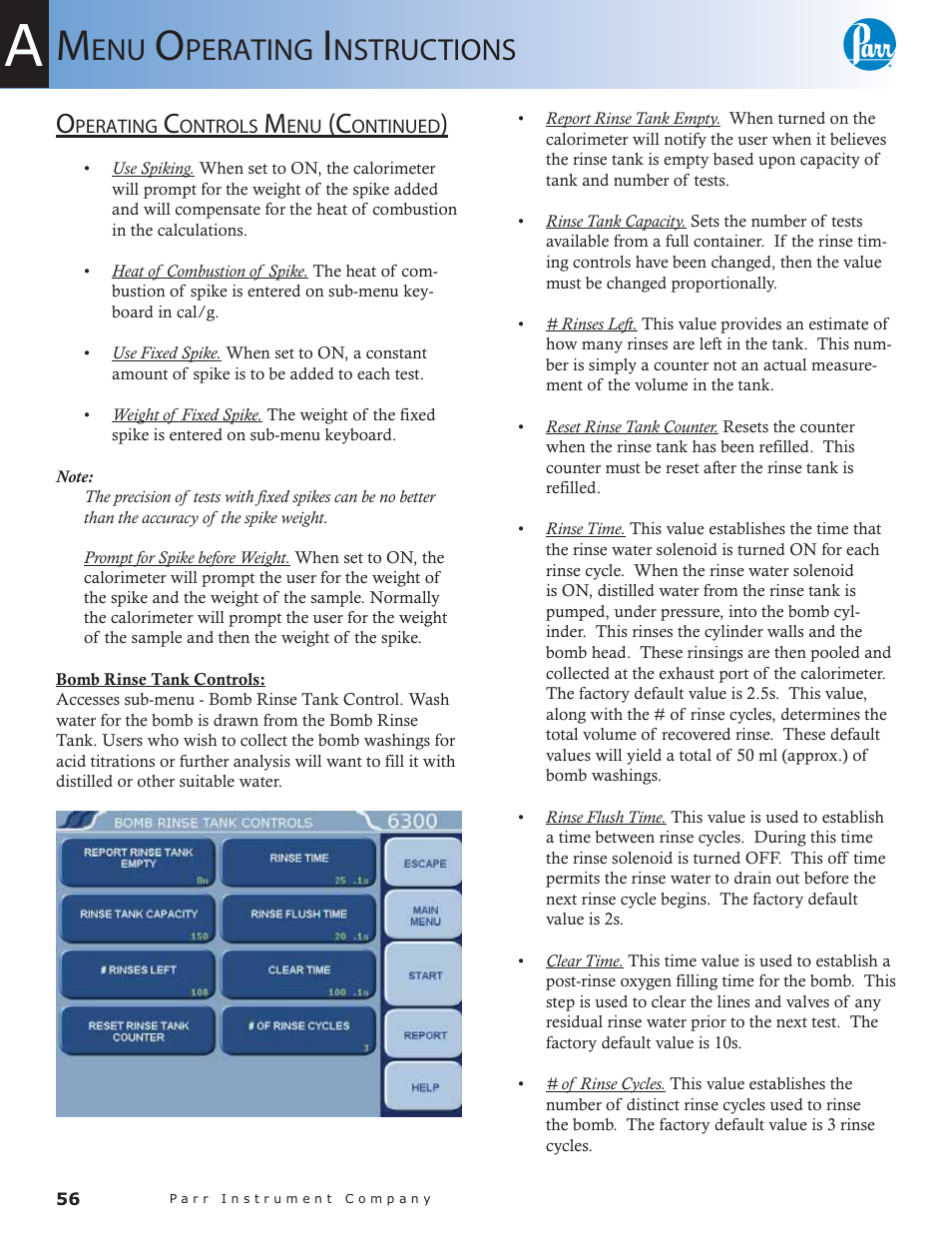 Perating, Nstructions | Parr Instrument 6300 User Manual | Page 56 / 130