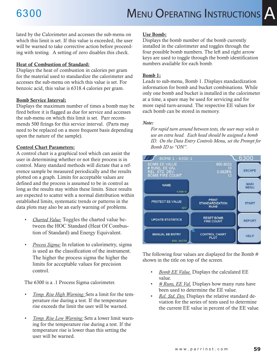 Perating, Nstructions | Parr Instrument 6300 User Manual | Page 59 / 130