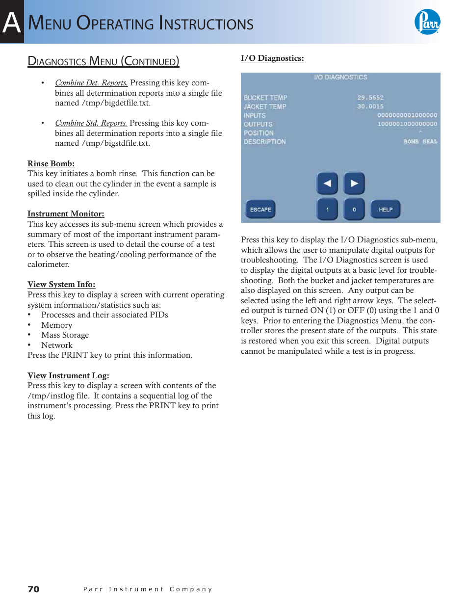 Perating, Nstructions | Parr Instrument 6300 User Manual | Page 70 / 130