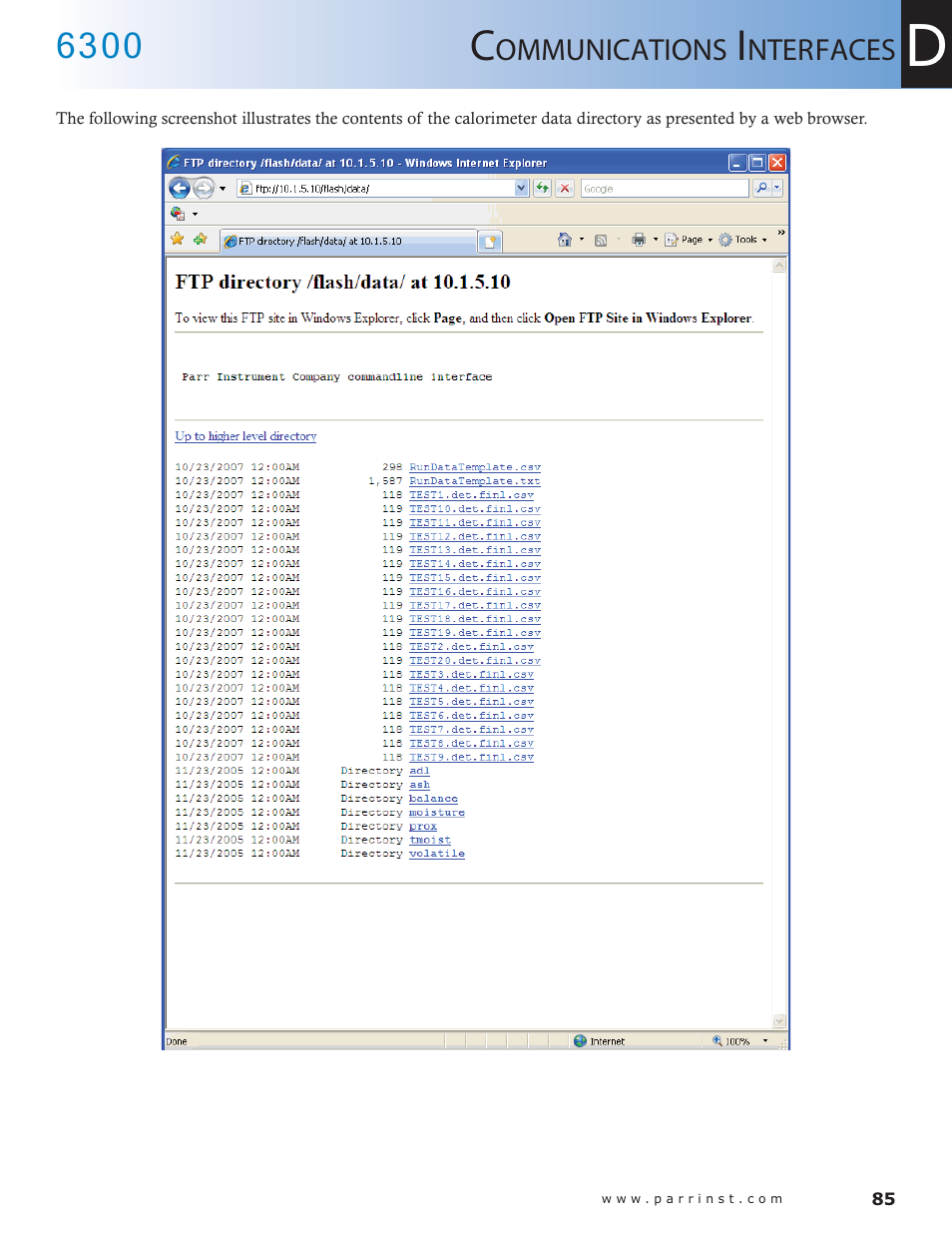 Parr Instrument 6300 User Manual | Page 85 / 130