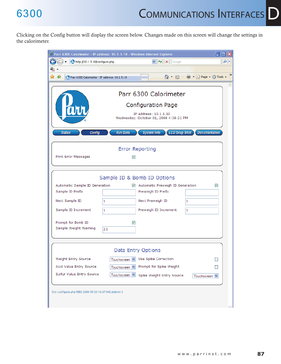 Parr Instrument 6300 User Manual | Page 87 / 130