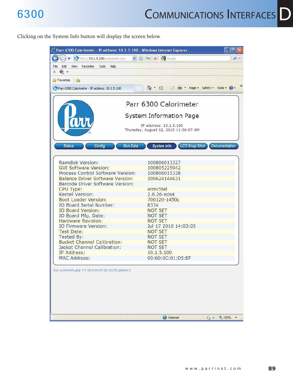 Parr Instrument 6300 User Manual | Page 89 / 130