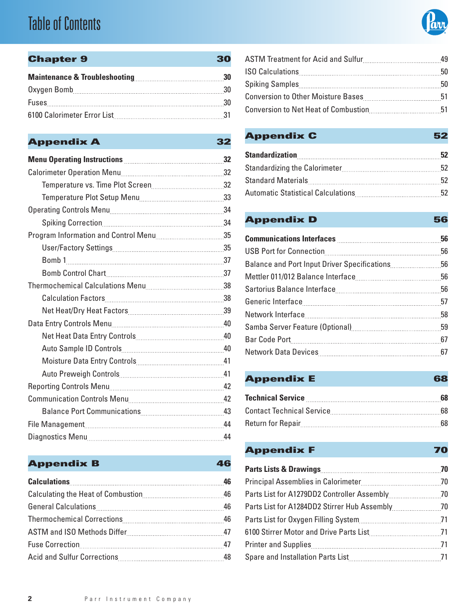 Parr Instrument 6100 User Manual | Page 4 / 82