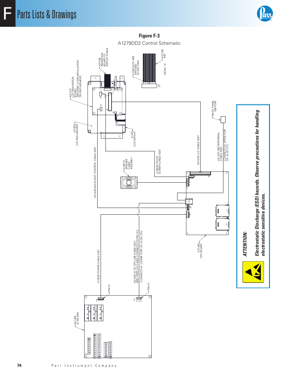 A1279dd2 control schematic, Parts lists & drawings, Figure f-3 | Parr Instrument 6100 User Manual | Page 76 / 82