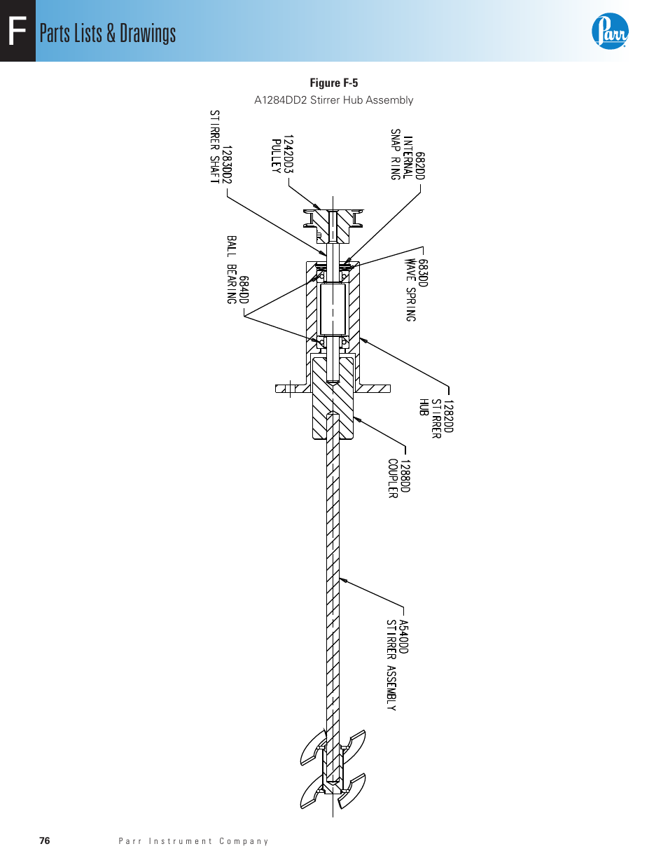 A1284dd2 stirrer hub assembly, Parts lists & drawings | Parr Instrument 6100 User Manual | Page 78 / 82