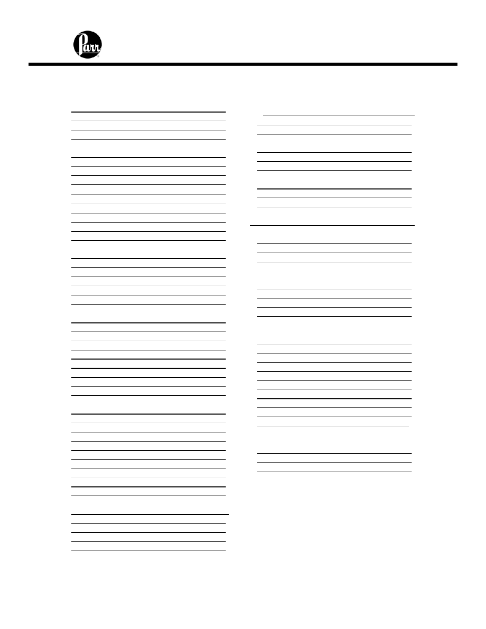 Tables | Parr Instrument 6400 User Manual | Page 100 / 103