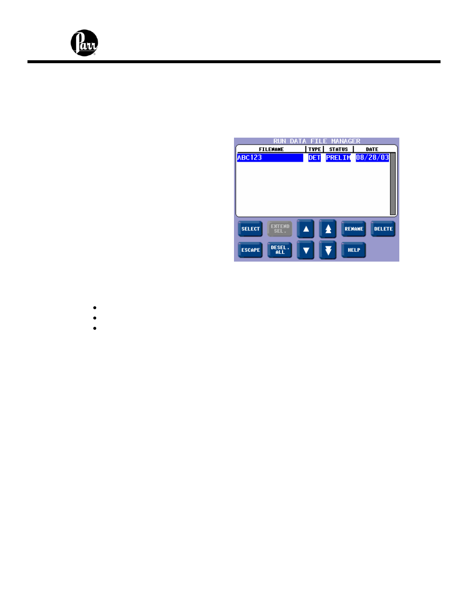 Memory management | Parr Instrument 6400 User Manual | Page 65 / 103