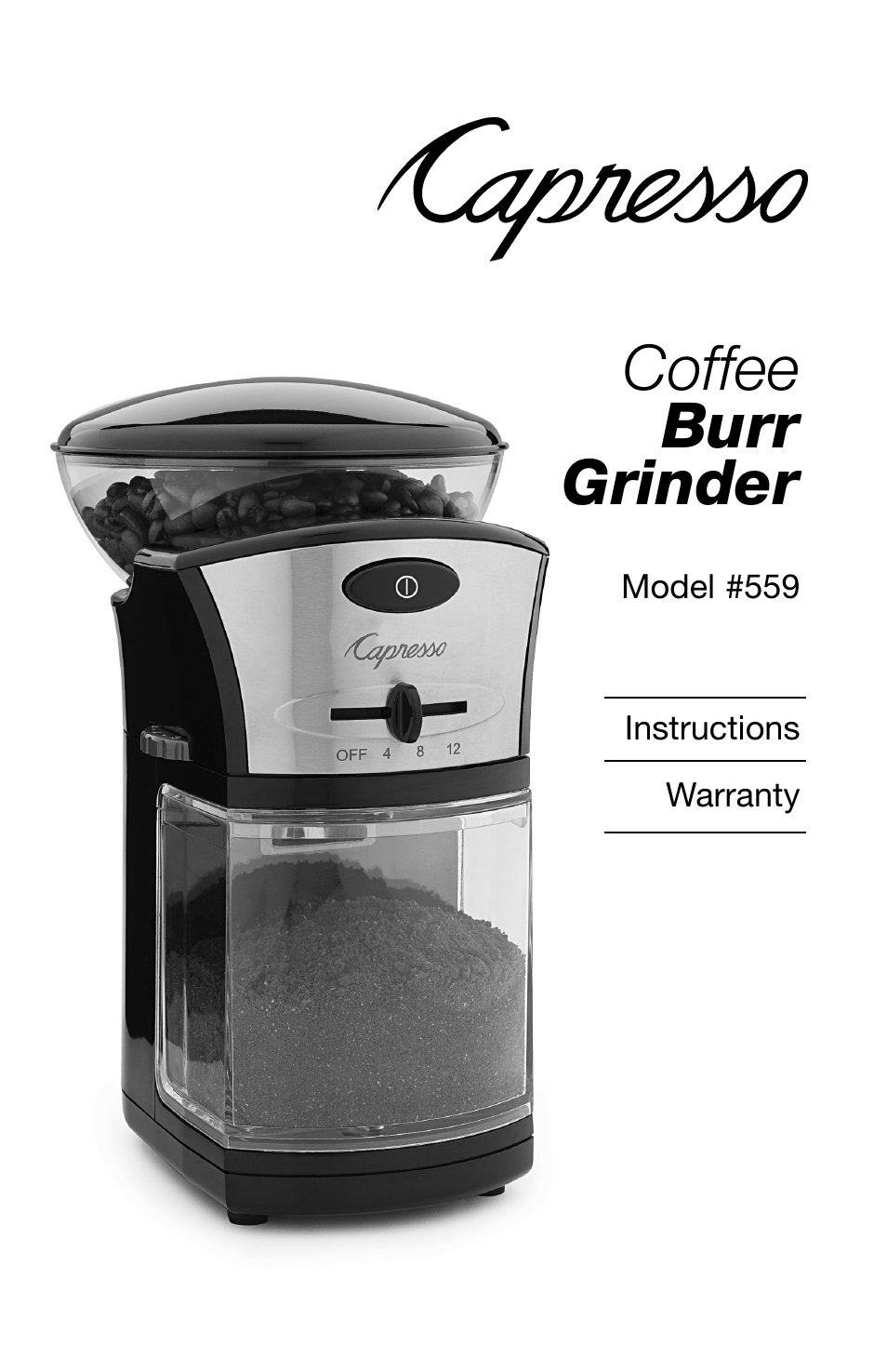 Capresso Coffee Burr Grinder 559 User Manual | 6 pages