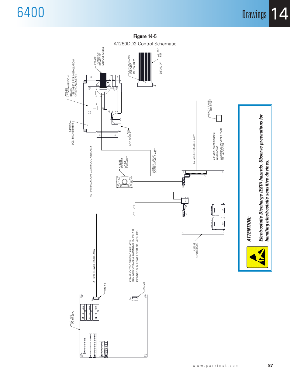 Figure 14-5, A1250dd2 control schematic, Drawings | Parr Instrument 6400 User Manual | Page 89 / 110