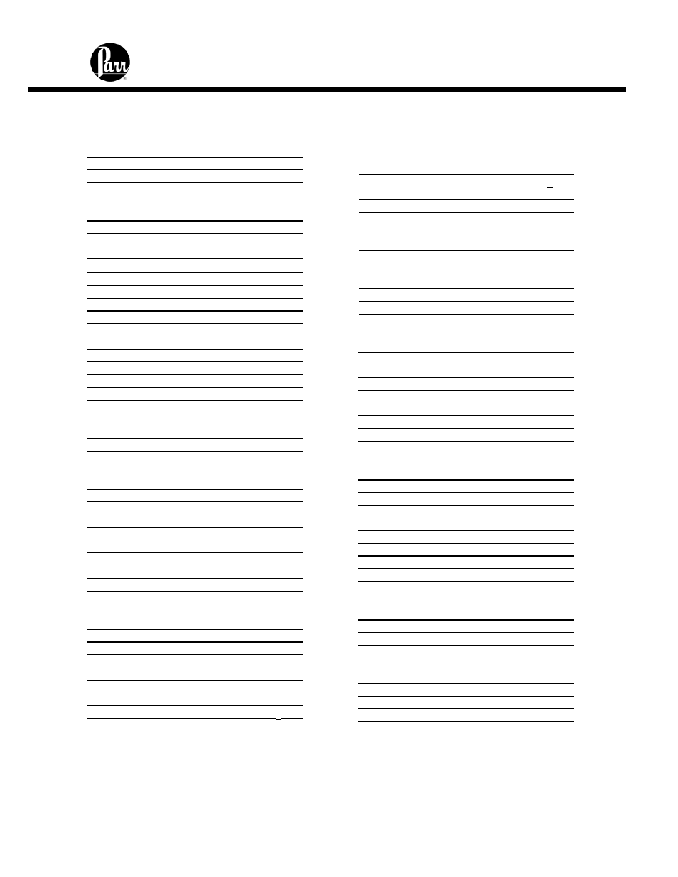 Tables | Parr Instrument 6772 User Manual | Page 67 / 70