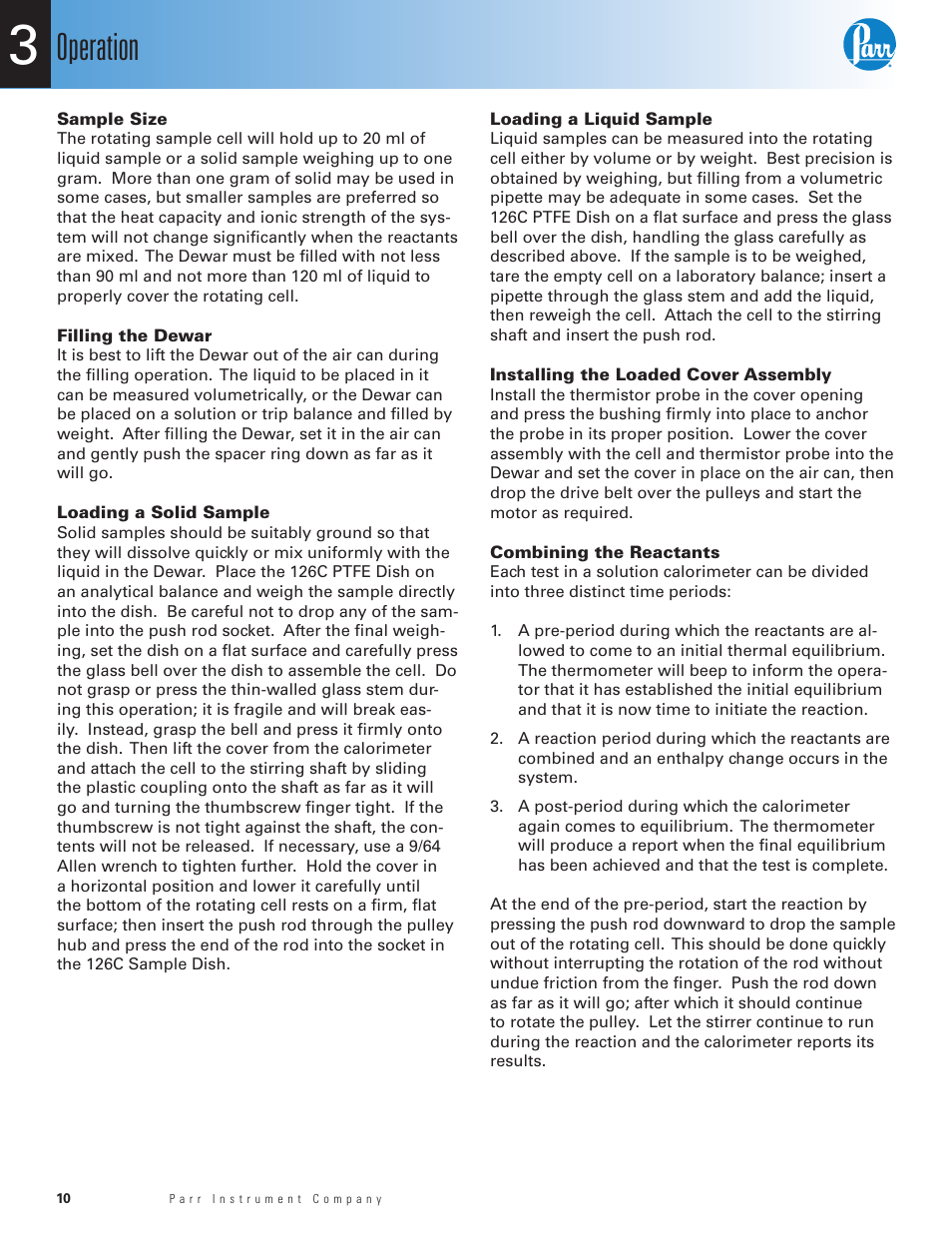 Operation | Parr Instrument 6755 User Manual | Page 12 / 52