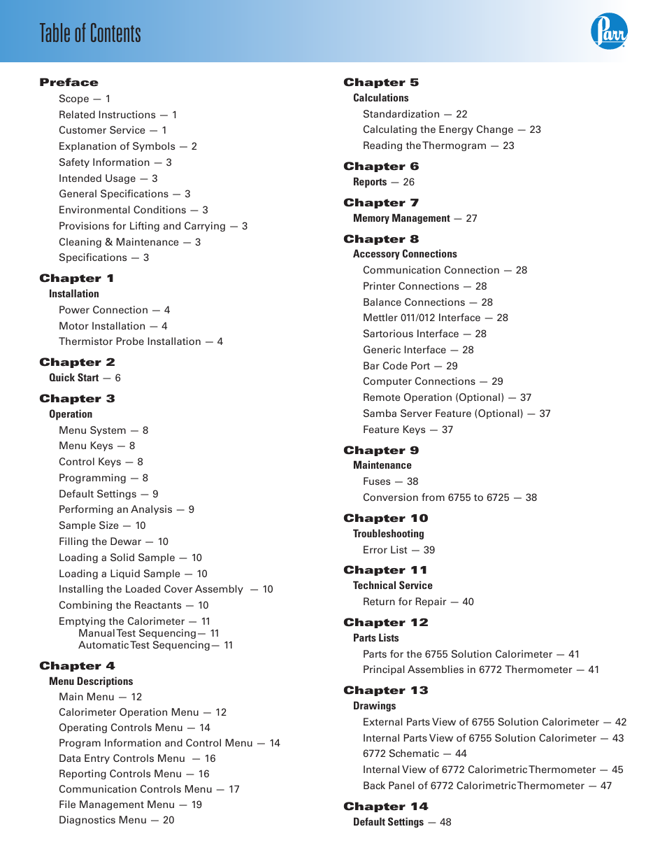 Parr Instrument 6755 User Manual | Page 2 / 52