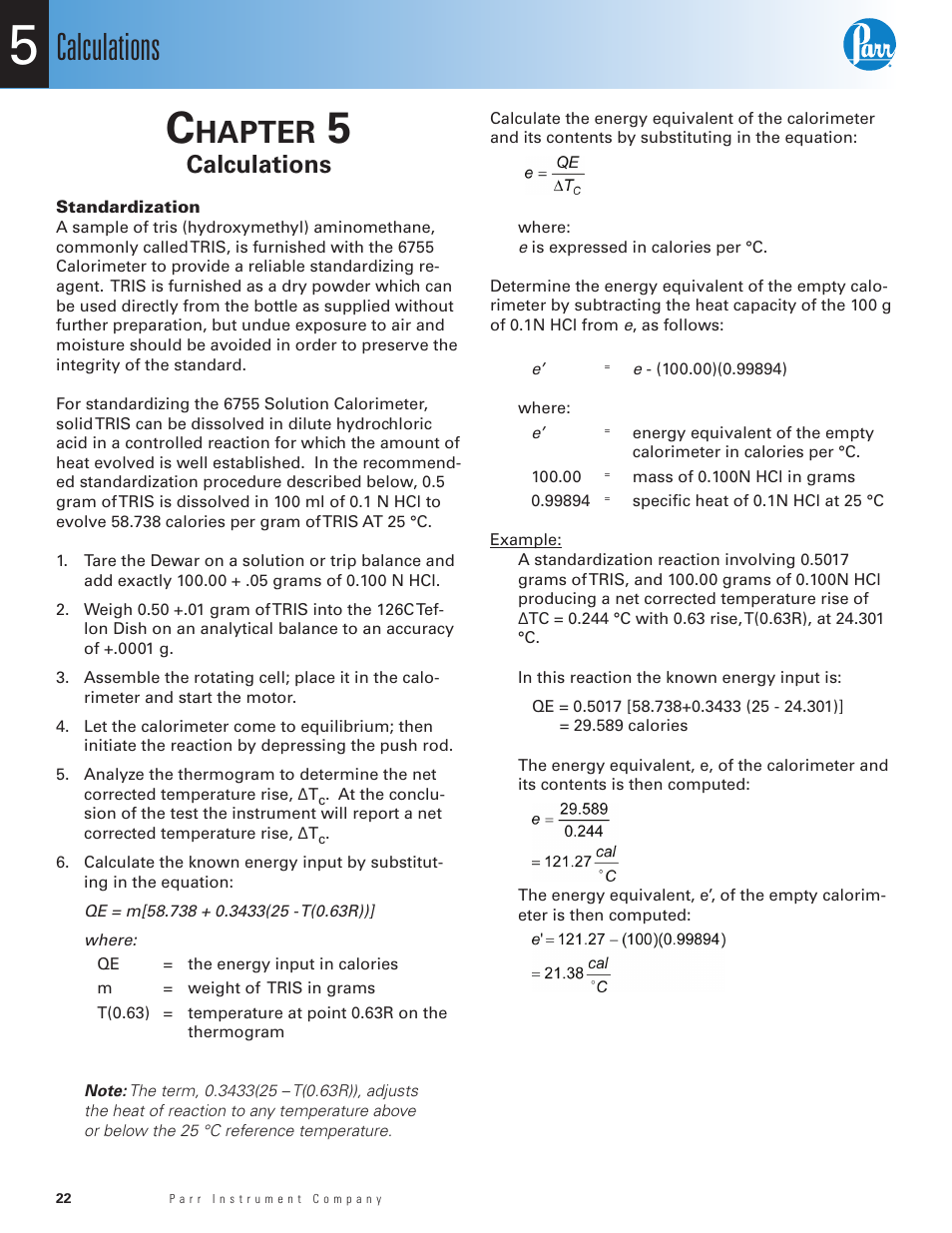 Calculations, Hapter | Parr Instrument 6755 User Manual | Page 24 / 52