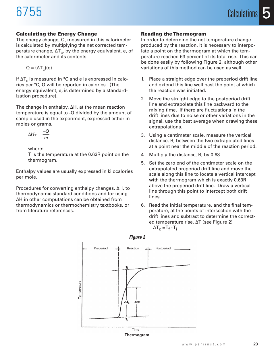 Calculations | Parr Instrument 6755 User Manual | Page 25 / 52