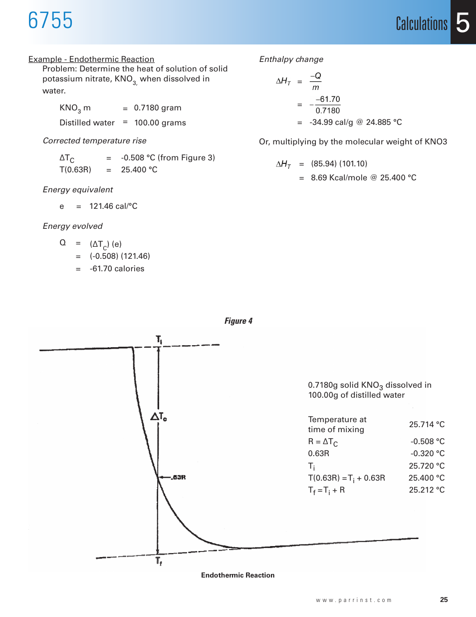 Calculations | Parr Instrument 6755 User Manual | Page 27 / 52