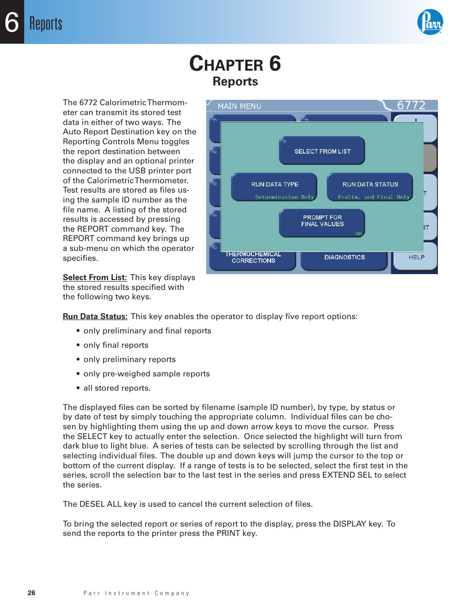 Reports, Hapter | Parr Instrument 6755 User Manual | Page 28 / 52