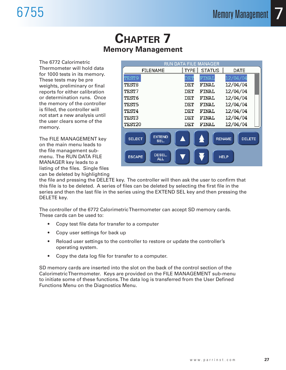 Hapter | Parr Instrument 6755 User Manual | Page 29 / 52