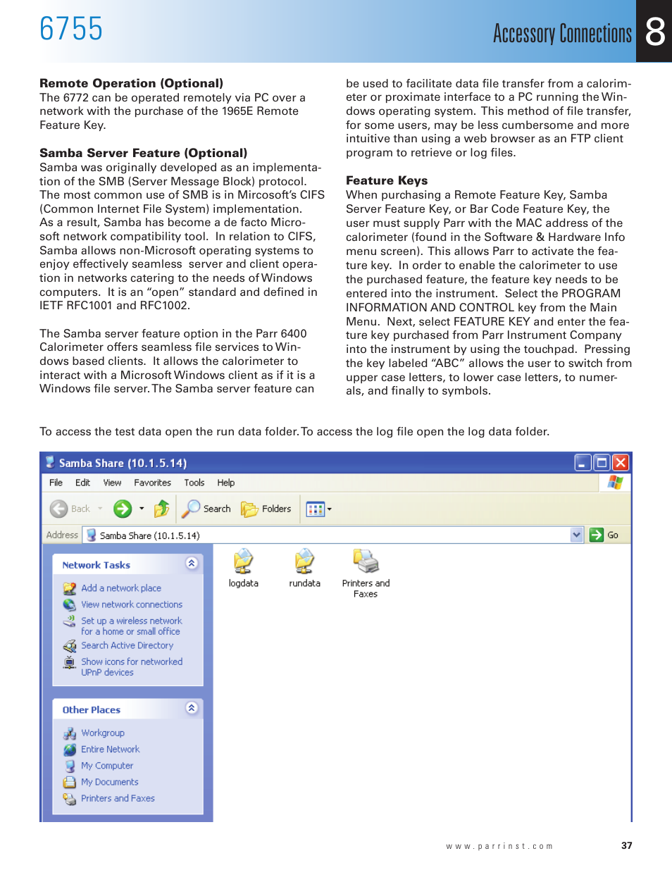 Accessory connections | Parr Instrument 6755 User Manual | Page 39 / 52