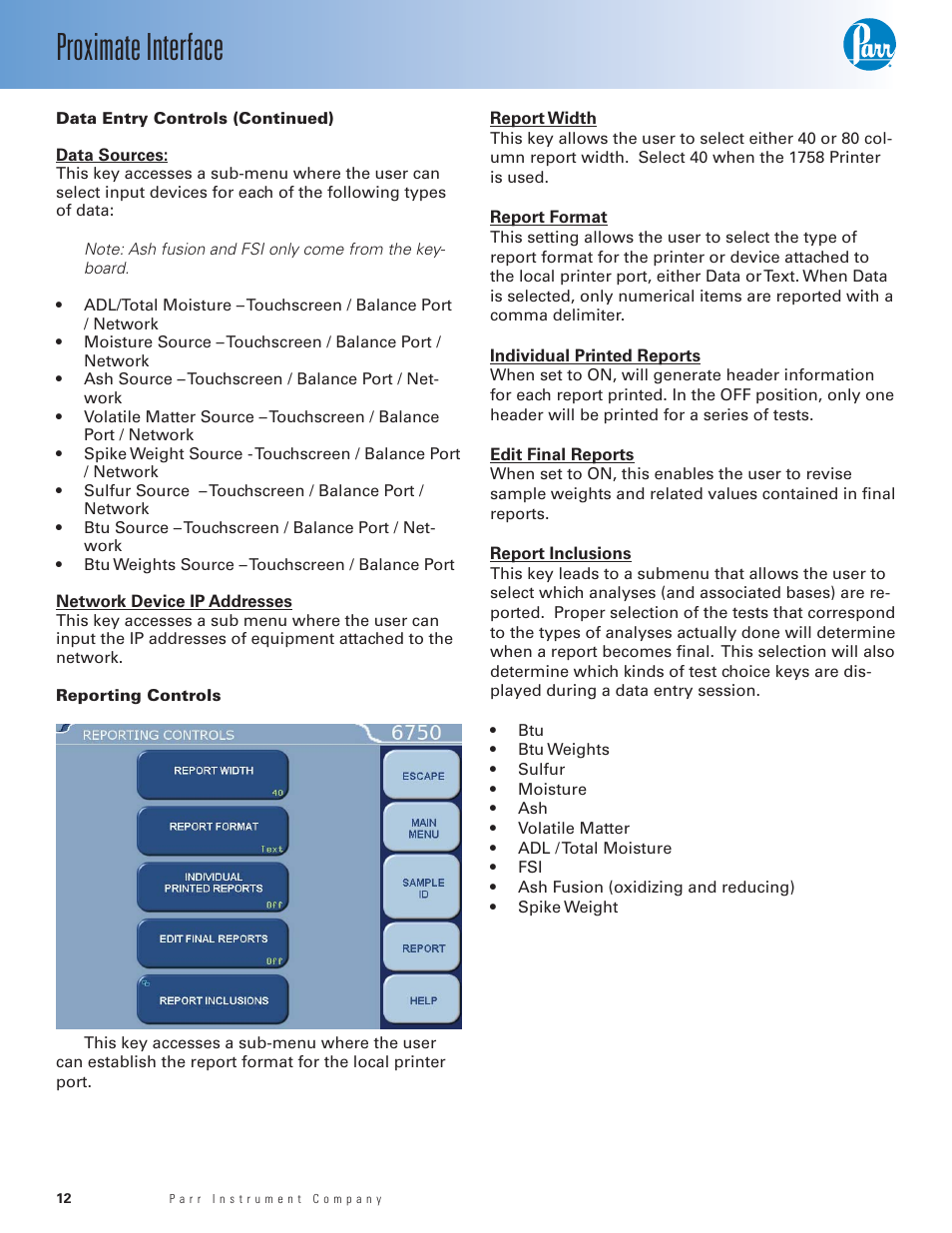 Proximate interface | Parr Instrument 6750 User Manual | Page 13 / 36