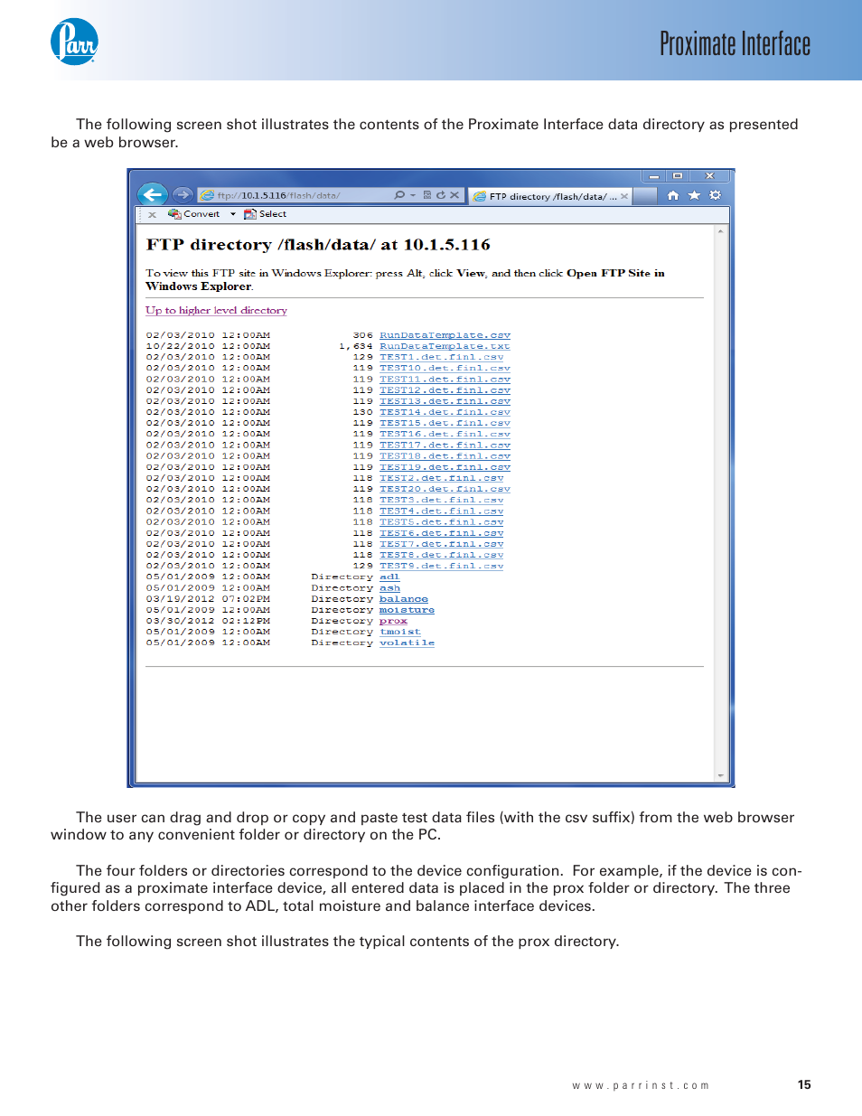 Proximate interface | Parr Instrument 6750 User Manual | Page 16 / 36