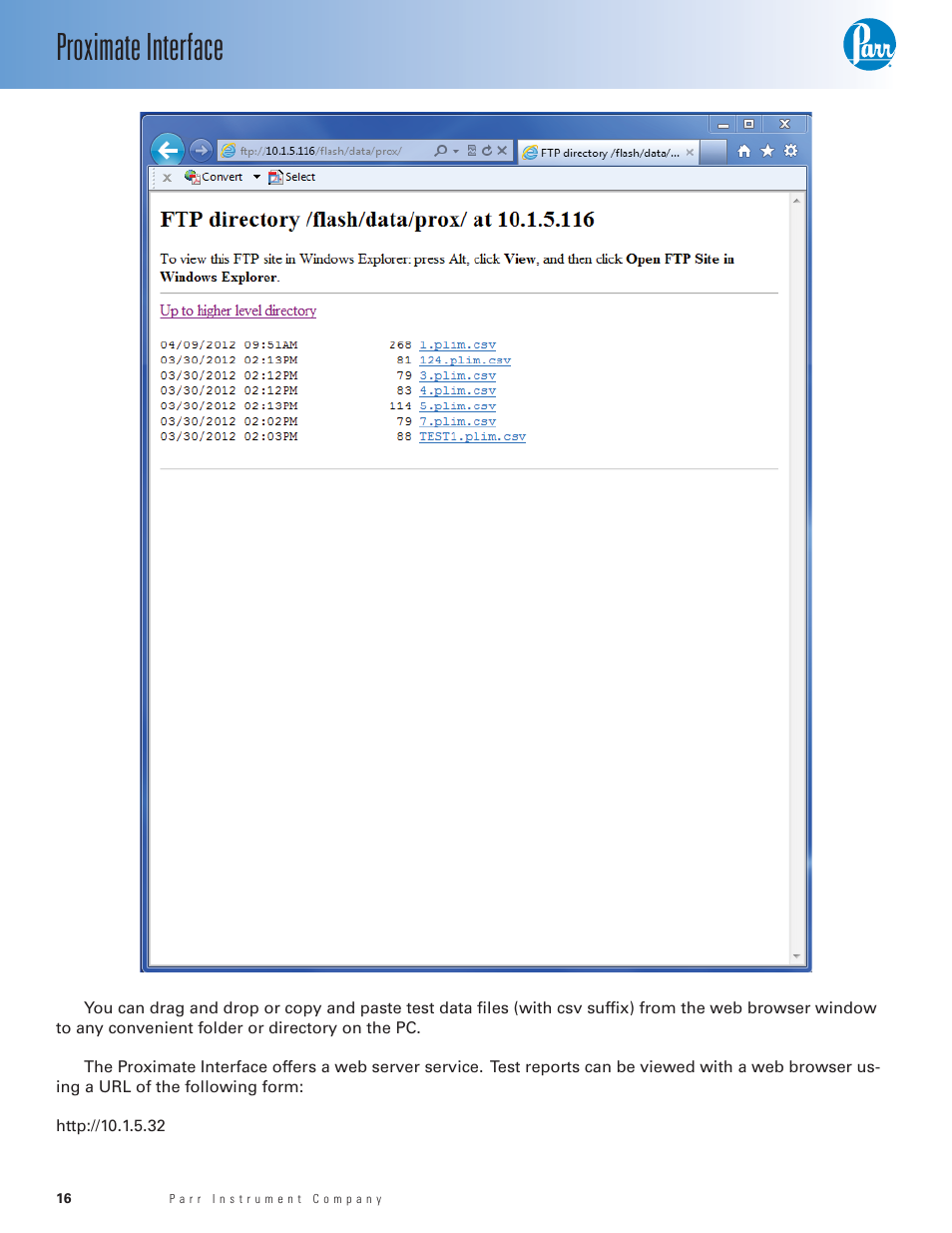 Proximate interface | Parr Instrument 6750 User Manual | Page 17 / 36