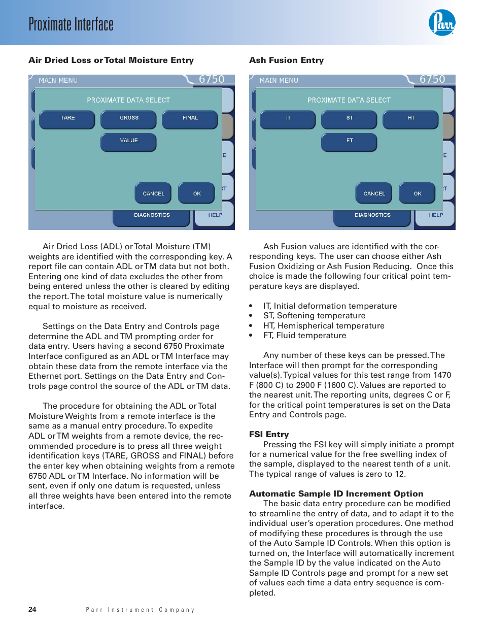 Proximate interface | Parr Instrument 6750 User Manual | Page 25 / 36