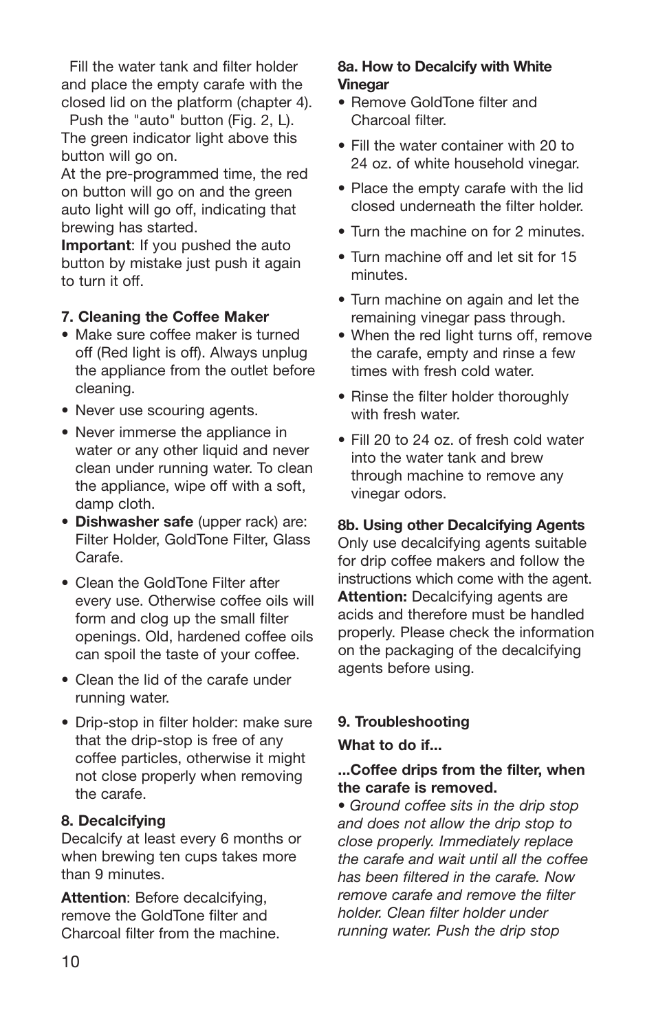 Capresso 484 User Manual | Page 10 / 12
