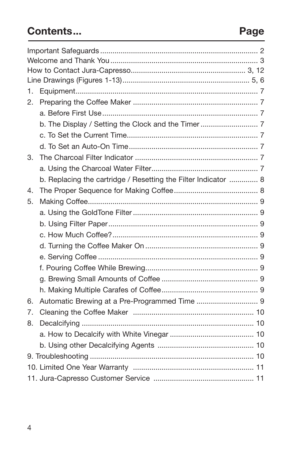 Contents... page | Capresso 484 User Manual | Page 4 / 12