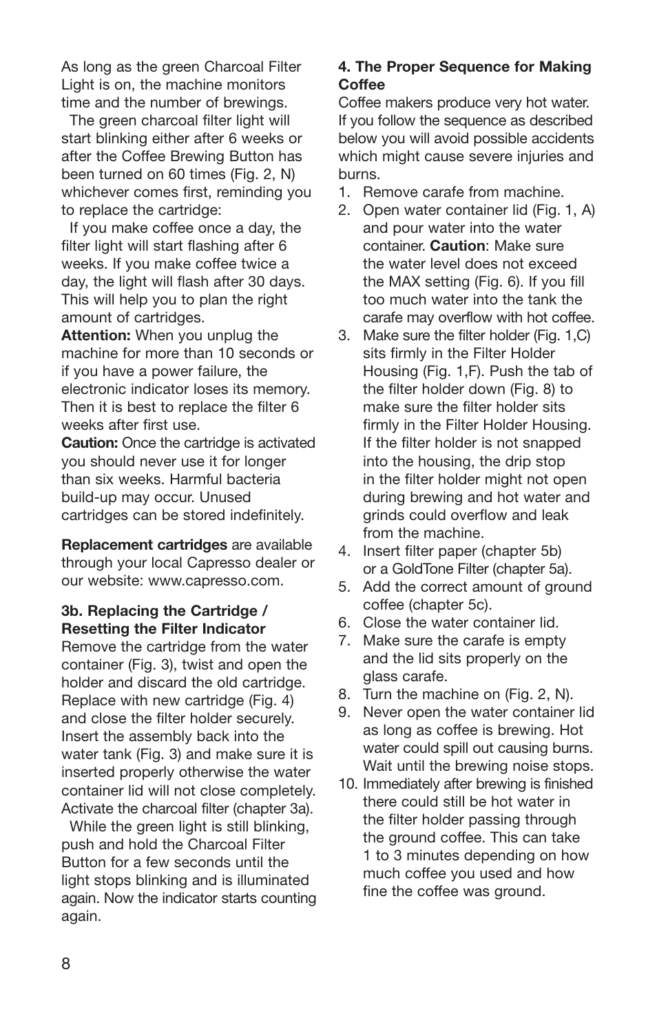 Capresso 484 User Manual | Page 8 / 12