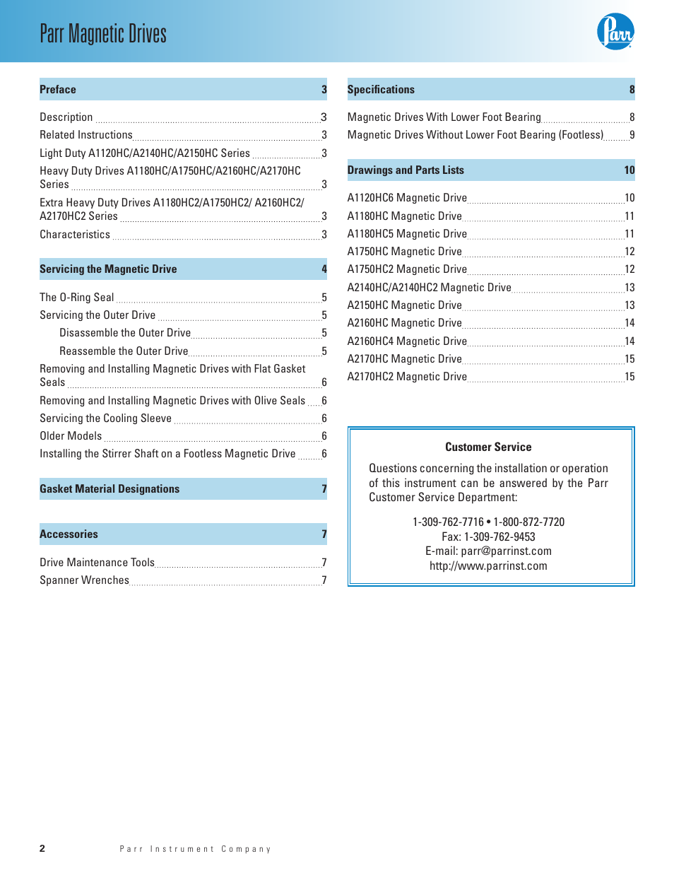Parr magnetic drives | Parr Instrument Magnetic Drive User Manual | Page 2 / 16