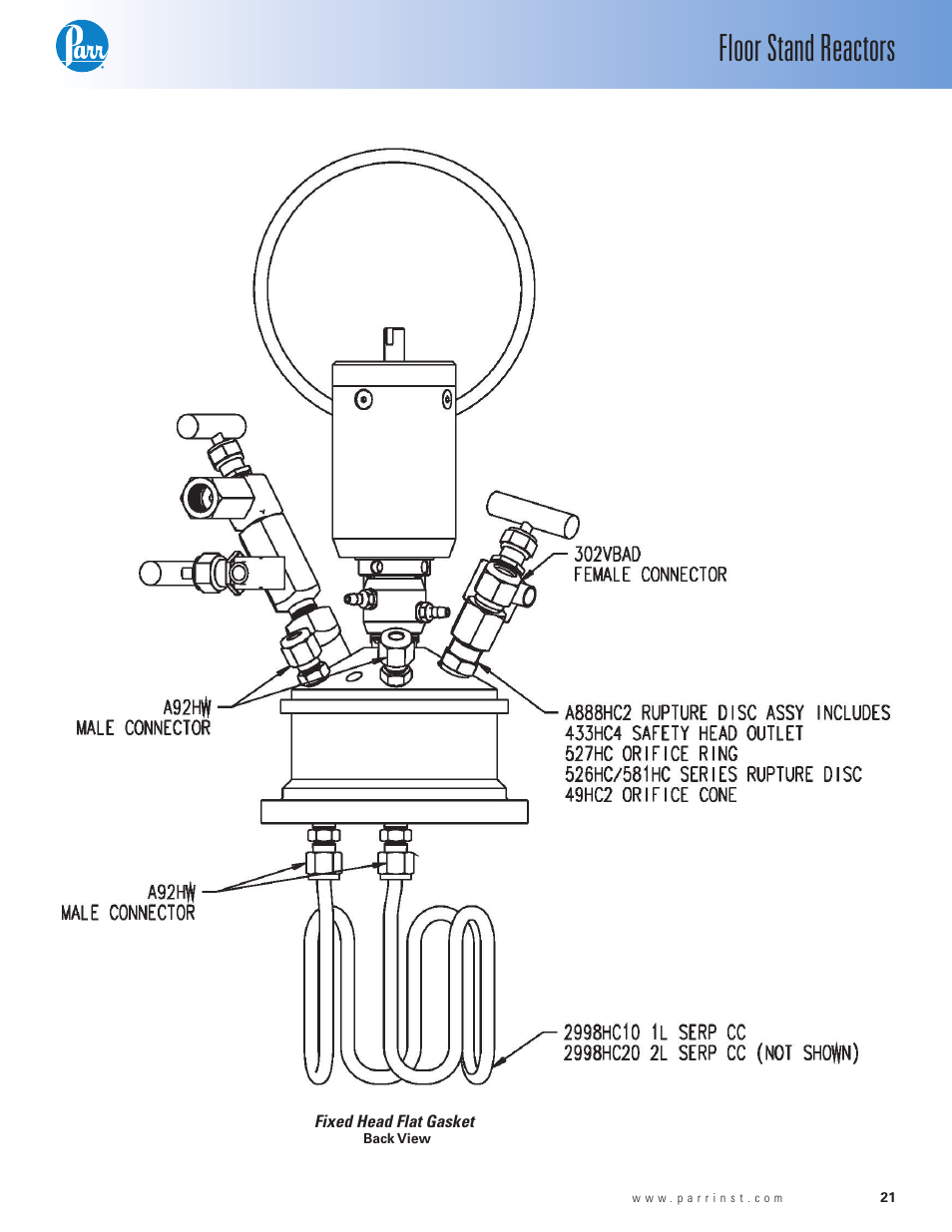 Floor stand reactors | Parr Instrument Series 4530 User Manual | Page 21 / 28